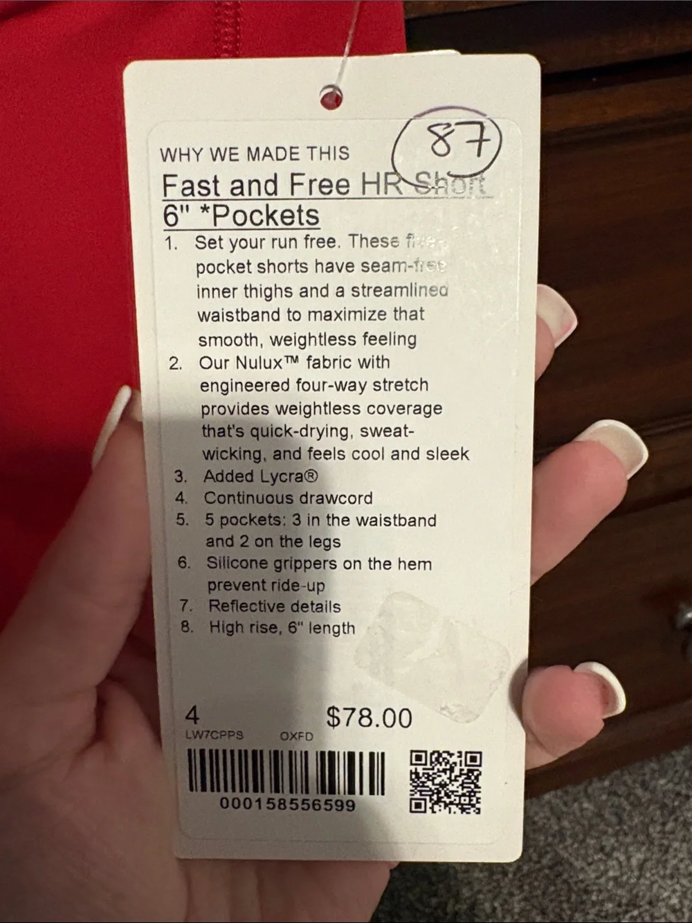 Lululemon Fast and Free HR Short 6” Pockets